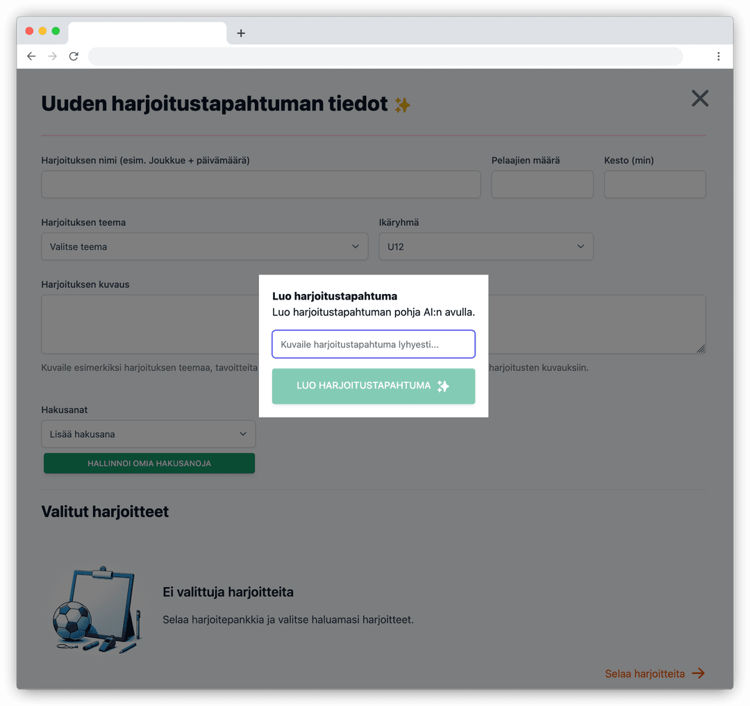Nettikoutsi tekoäly-harjoitusgeneraattori